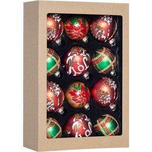 12PCS Christmas Decoration, Colorful Glass Balls Ornaments Set